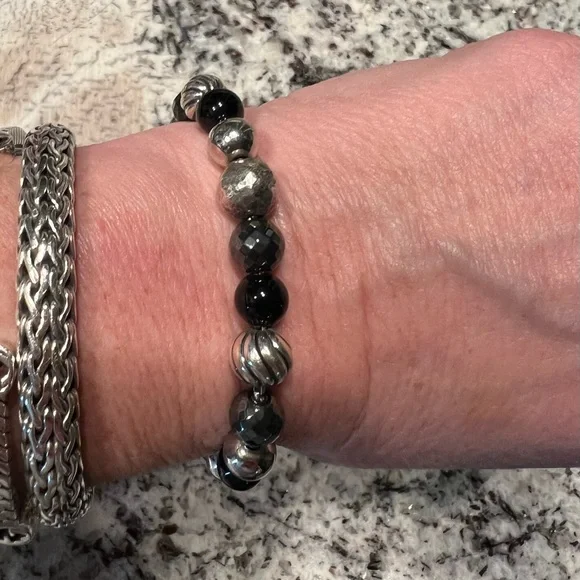 Authentic David Yurman Onyx and Sterling Silver Beaded Elements Bracelet - Picture 6 of 6